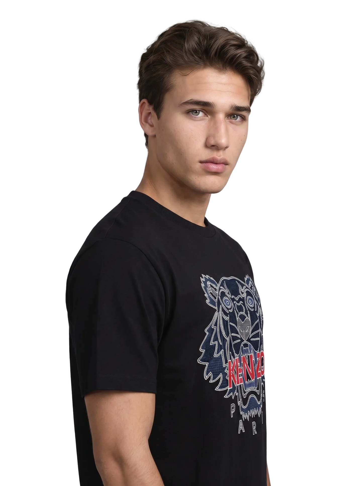 T-shirt Kenzo Tigre homme détail flocage gomme texture rugueuse logo rouge Kenzo