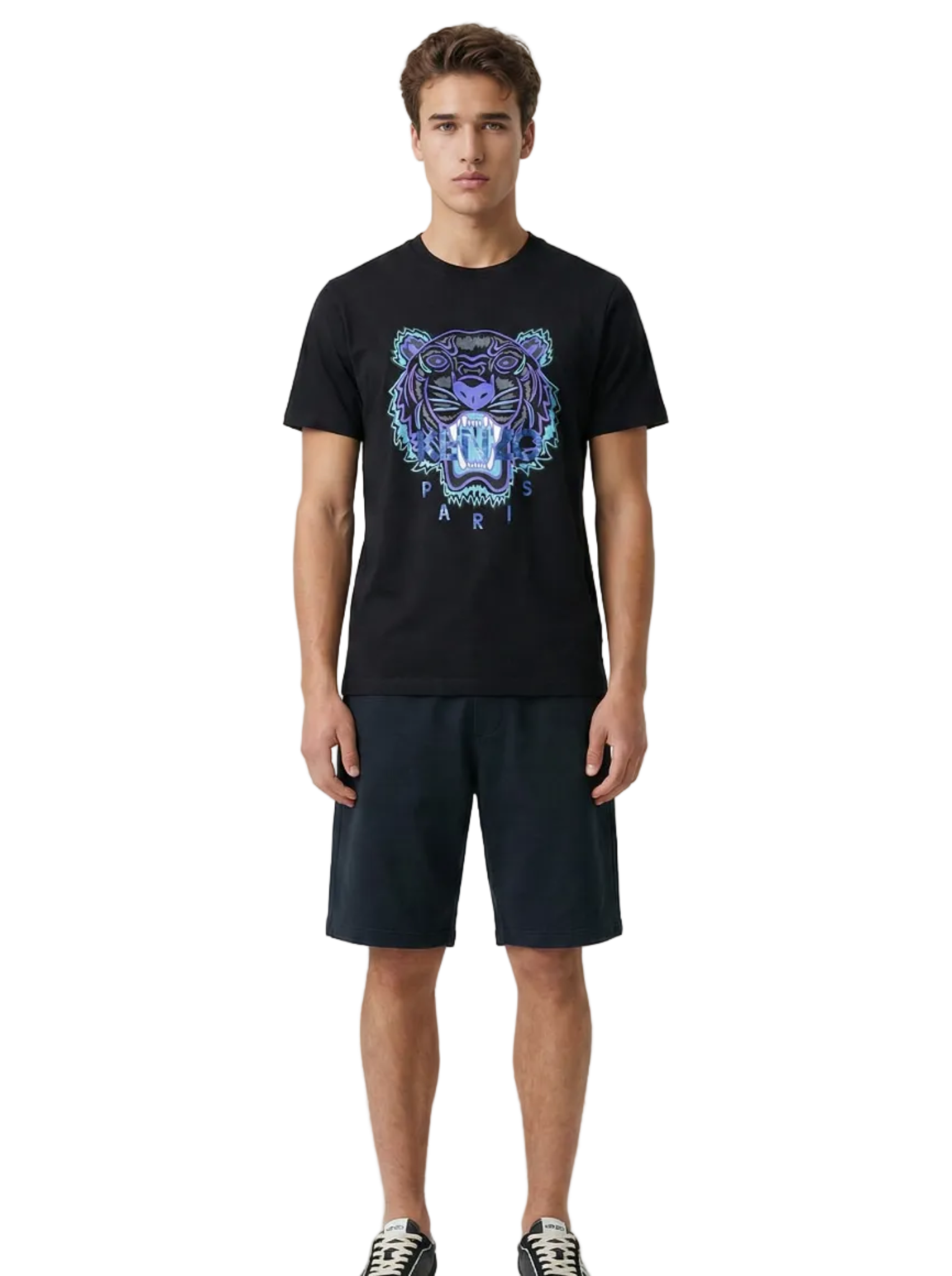 T-shirt Kenzo Tigre homme détail flocage violet bleu électrique logo Kenzo