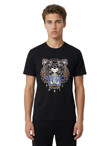 T-shirt Kenzo Tigre homme noir flocage réaliste brun bleu style naturel
