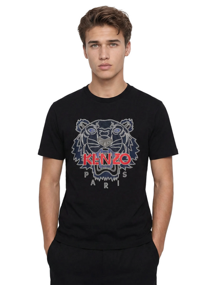 T-shirt Kenzo Tigre homme noir flocage gomme rouge bleu blanc esprit parisien PSG