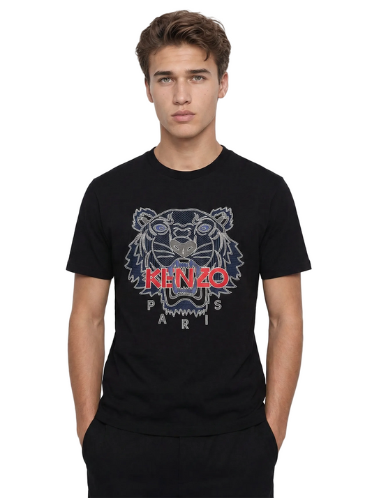 T-shirt Kenzo Tigre homme noir flocage gomme rouge bleu blanc esprit parisien PSG
