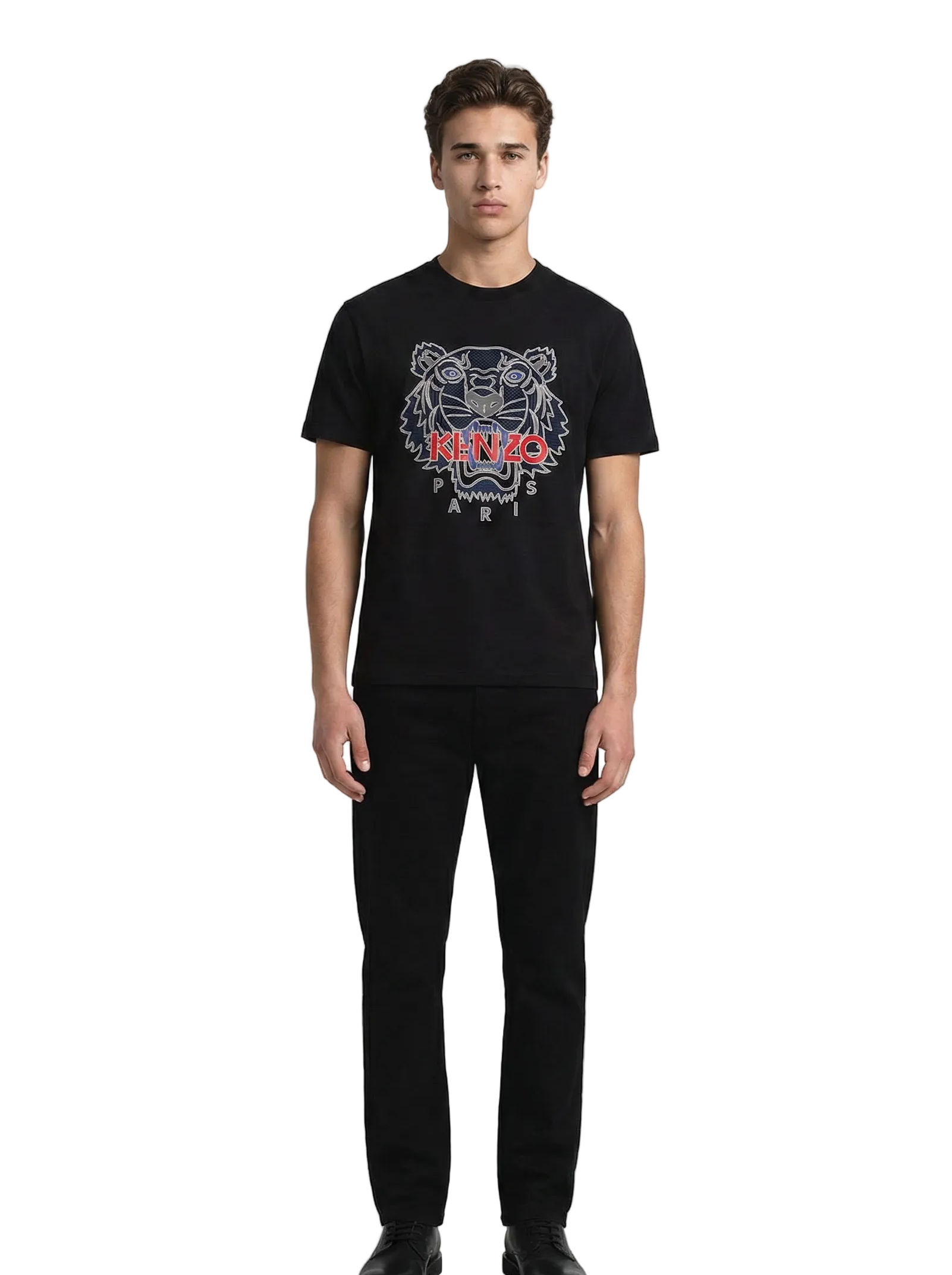 T-shirt Kenzo Tigre homme vue dos flocage relief gomme rouge bleu blanc 100% coton