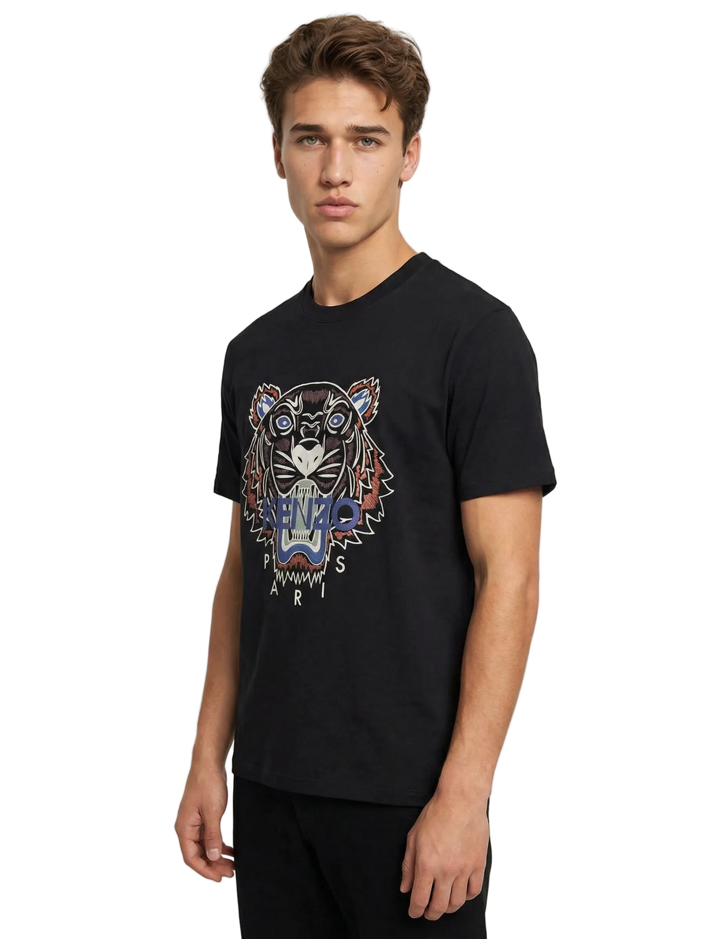 T-shirt Kenzo Tigre homme détail flocage tigre réaliste tons naturels brun bleu