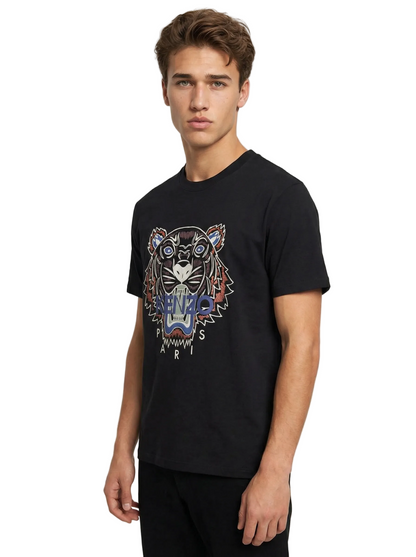 T-shirt Kenzo Tigre homme détail flocage tigre réaliste tons naturels brun bleu