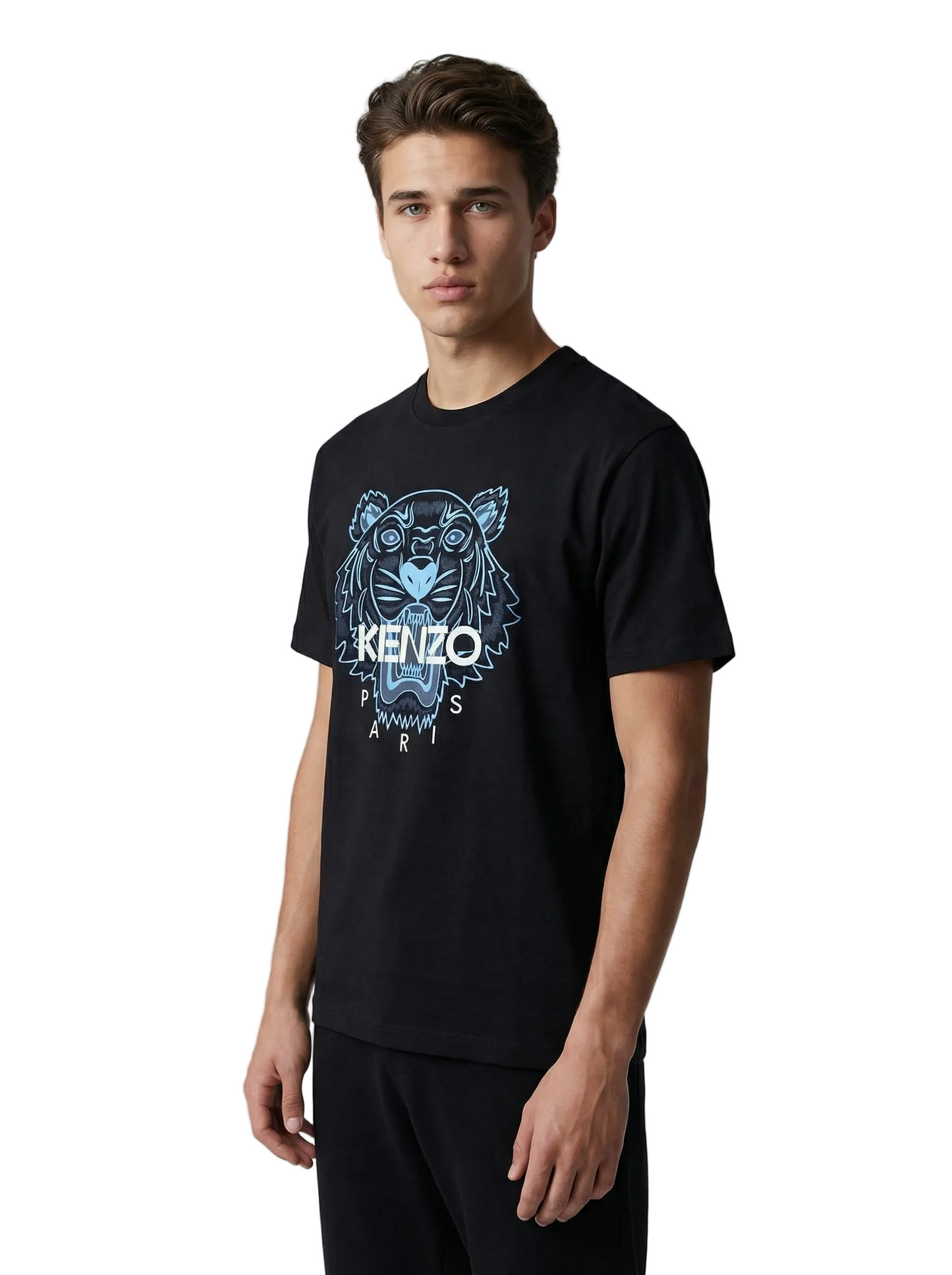 T-shirt Kenzo Tigre homme vue dos flocage bleu logo Kenzo blanc contrasté 100% coton